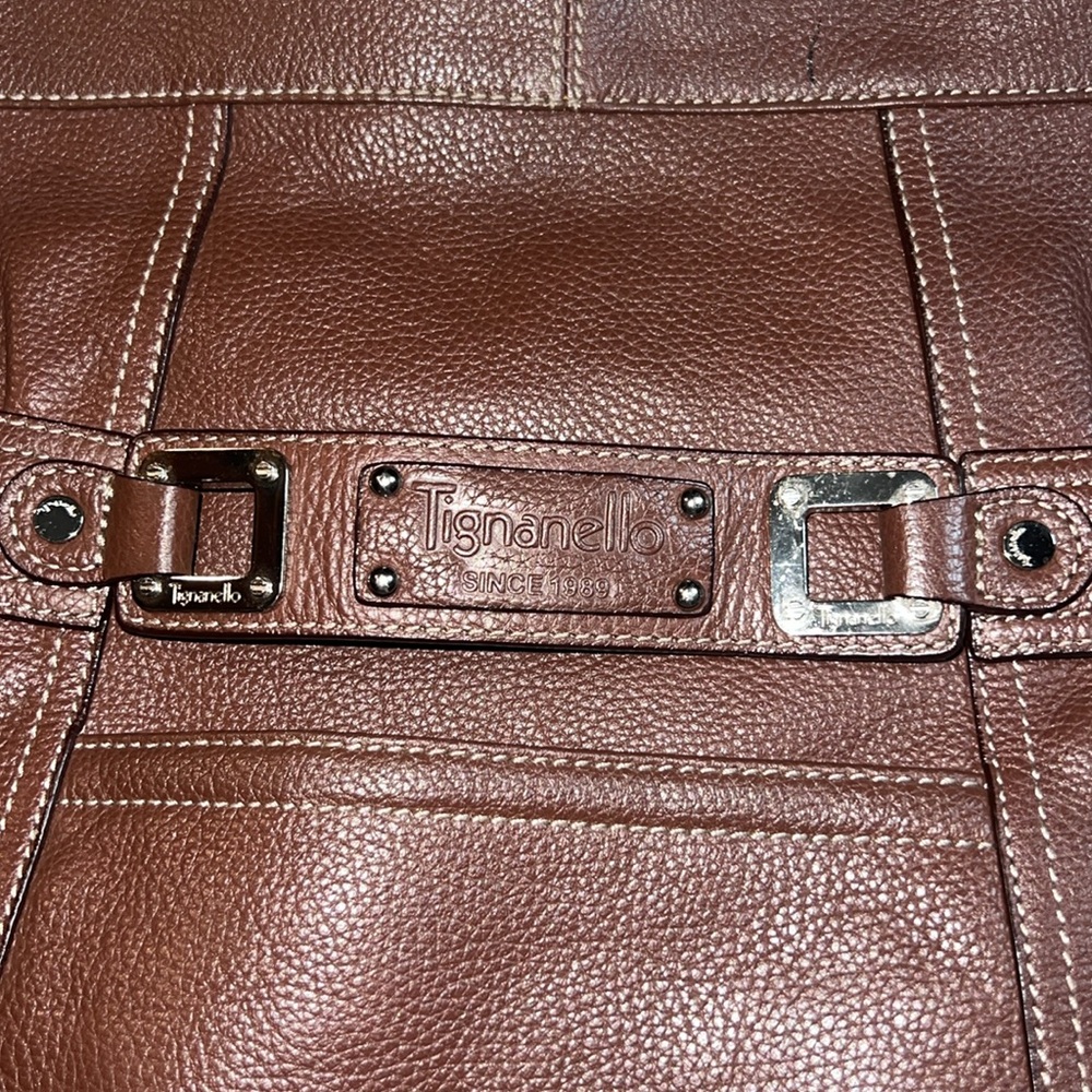 Tignanello Leather Bucket Handbag Shoulder Bag‎ Purse Brown - Picture 2 of 7